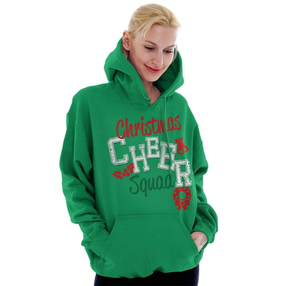 Festive Holiday Christmas Cheer Squad Hoodie Sweatshirt Women Brisco Brands M