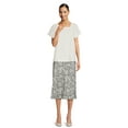 thumbnail image 3 of Time and Tru Women's Satin Midi Skirt with Side Slit, Sizes XS-XXXL, 3 of 6