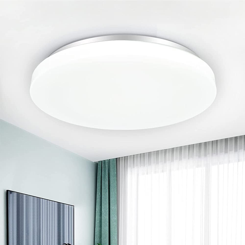 Depuley20W Led Flush Mount Ceiling Light Fixture, Waterproof Led Ceiling Lights, 10 Inch 6000K Daylight 1650lm 100W Equivalent Bathroom Ceiling Lamp for Kitchen, Laundry, Bedroom, Hallway, Non Dimmabl