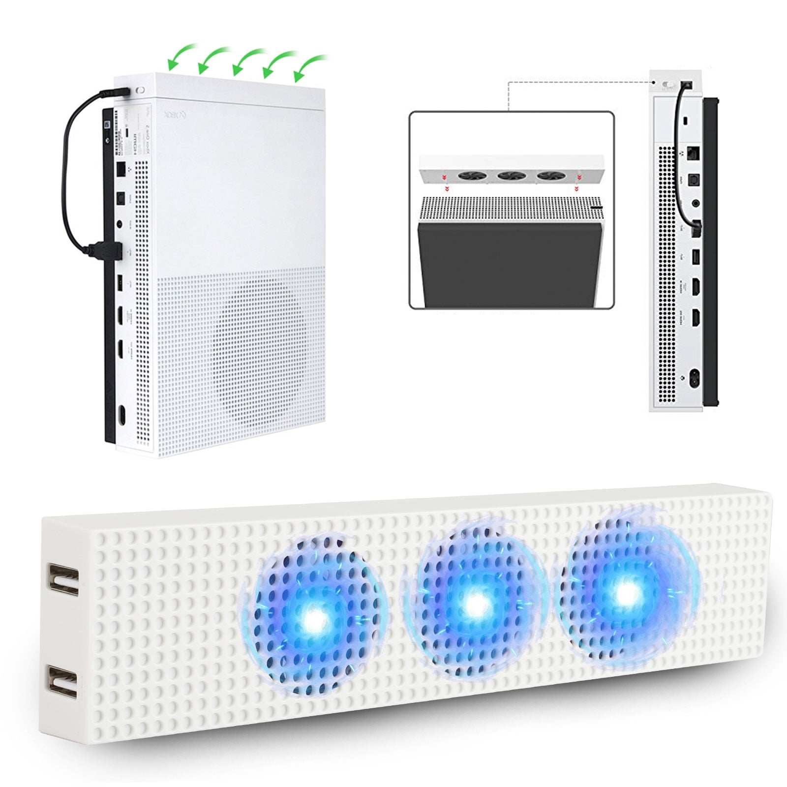 Cooling Fan for Xbox One S, TSV [High Performance] Cooling Fan with 3 High Speed Fans Compatible