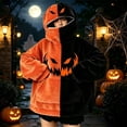 thumbnail image 2 of FYDUU Halloween Hoodies for Women Festive Pumpkin Hoodie Sweatshirts Color Block Soft Comfy Fuzzy Pullover Tops Fall Winter Clothes, 2 of 6