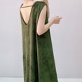 thumbnail image 4 of Nightgown Women's Long Cotton Sleep Dress Vintage Floral Sleeveless Nightshirt with Pockets Army Green Free Size, 4 of 5
