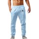 thumbnail image 1 of Pantalones casuales de lino para hombre, color liso, estampado de árbol, ligeros, sueltos, elásticos, con cordón, para verano, playa, yoga 082-azul claro G 082-azul claro G Xishao ropa, 1 of 2