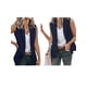 thumbnail image 3 of Chaleco Blazer Sin Mangas para Mujer, Informal, con Abertura Frontal, un Botón, Chaqueta de Verano con Bolsillos. Azul Marino M, 3 of 6