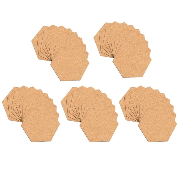 50 Pieces Cork Board Tiles with Sticky Backing Pin Board for Wall Corkboard Hexagon