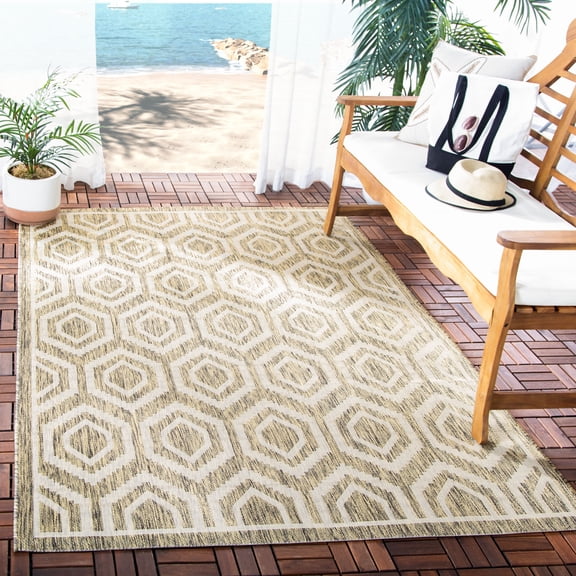 Safavieh Courtyard Amelia Geometric Indoor/Outdoor Area Rug, Brown/Bone, 5'3" x 7'7"
