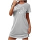 thumbnail image 2 of Camisón corto de talla grande para mujer, camisón de manga corta con estampado de pecho a la moda, camisón para mujer, 2 of 5