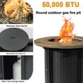 thumbnail image 4 of 30" Propane Gas Fire Pit Table, 50000 BTU Round Steel Fire Pit with Imitation Wood Grain Finish for Outside Patio Deck Garden Backyard, 4 of 7