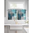 thumbnail image 2 of Teal Grey Half Window Curtains 24 Inches Long, Abstract Art Oil Painting Modern Geometric Window Treatment Curtain Drapes, Short Curtains Tiers for Kitchen Over Sink, 27.5"x24", 2 Panels, 2 of 7