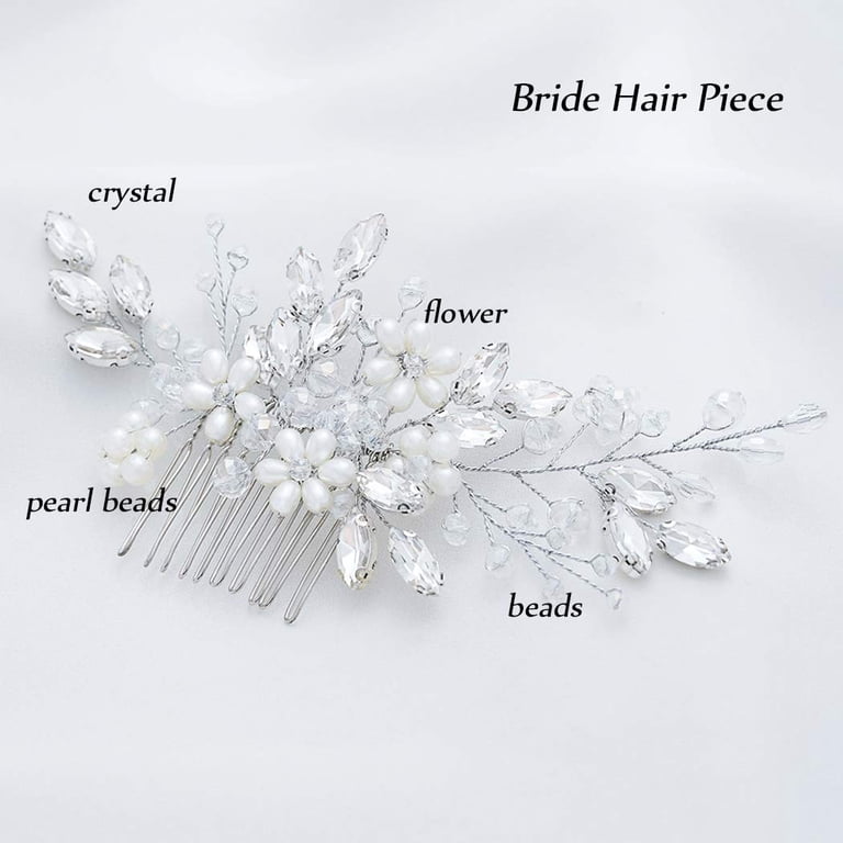 Rhinestone Bridal Hair Comb Bead Flower Crystal Hair Accessories Wedding Gold Rhinestone Hair Comb, Wedding Hair Accessory, Bridal  main image 2