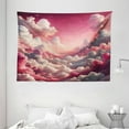thumbnail image 2 of Ambesonne Pink Tapestry Wall Hanging, Fluffy Rosy Clouds Ombre Sky, 80"x60", Pearl and Off White, 2 of 3