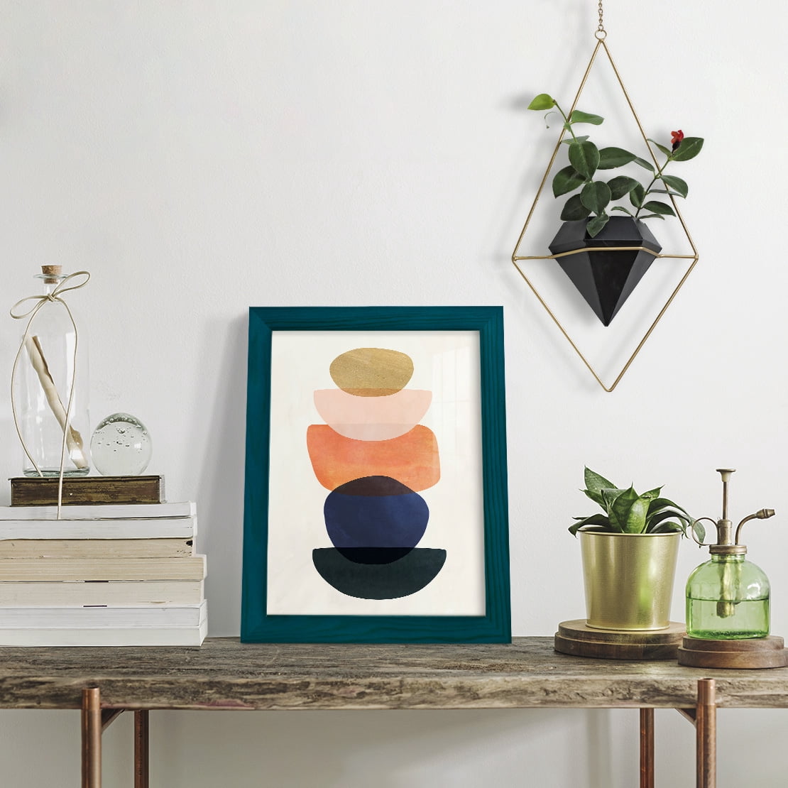 Mod Pods II -Framed Print w/glass-Ocean Blue