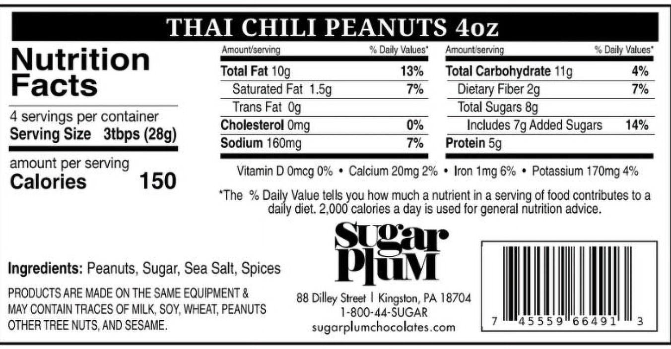 Damn, Man Thai Chili Peanuts Snack Pack Gift Box - 4 Bags Gourmet Nuts - 4 oz. Each - 1 lb Total