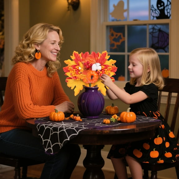 YHAICO Simulation Tree Christmas Simulation of Birch Tree Lights Halloween Plug-in Accessories Maple Wreath Props Simulation Pumpkin Strobile Red Fruit Thanksgiving Decoration