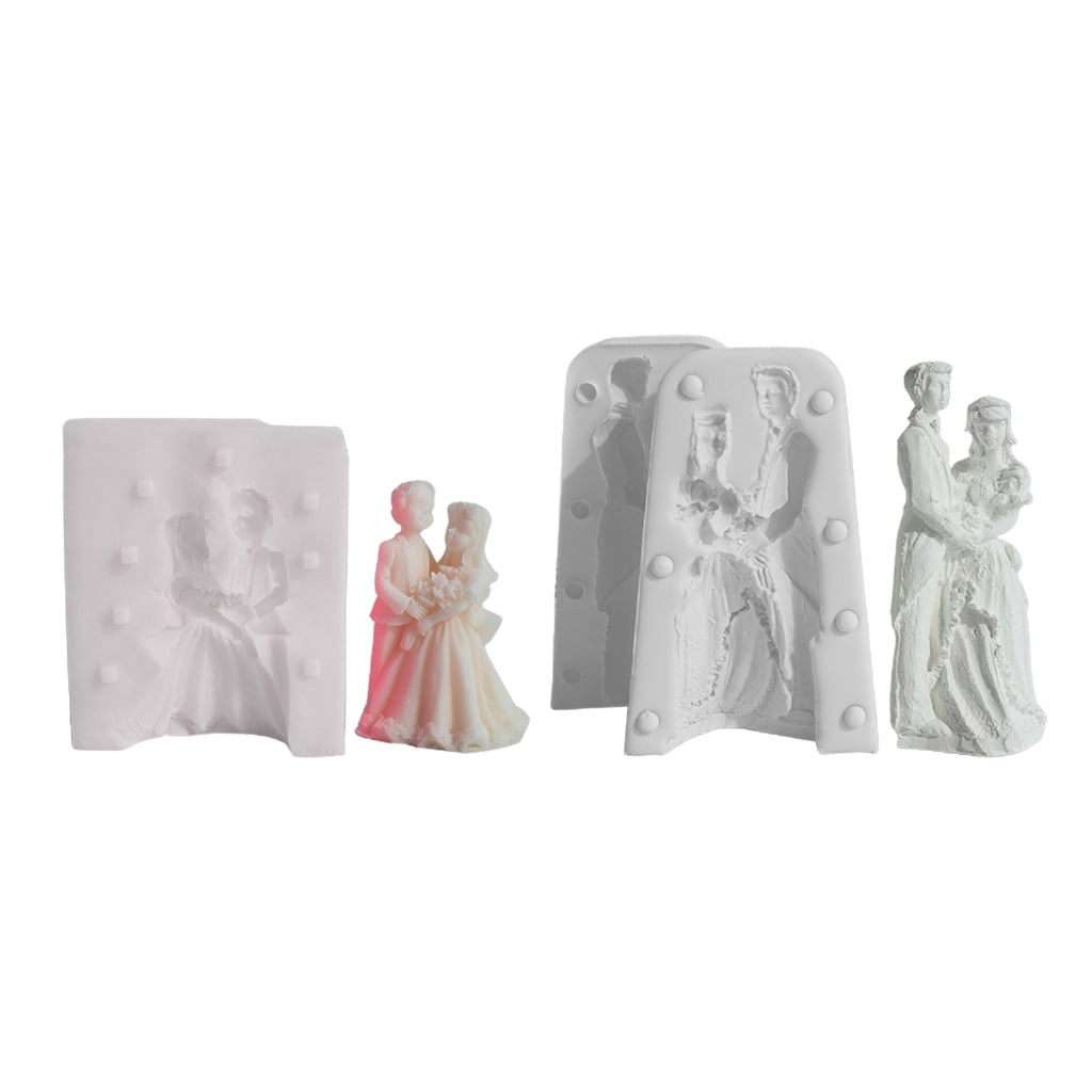 3D Couple Silicone Candle Mold Bride Groom Fondant Soap Chocolate Cake Mould for Wedding Valentines Day Gift Decoration