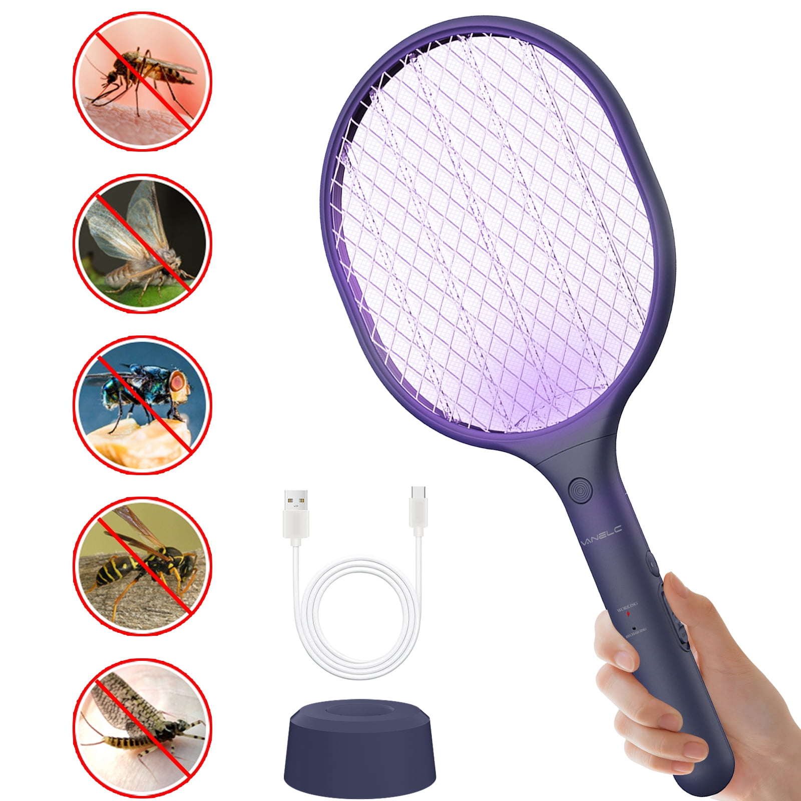 Zenoplige Racchetta Zanzare Elettrica, Racchetta Elettrica Per Insetti - Foto 7