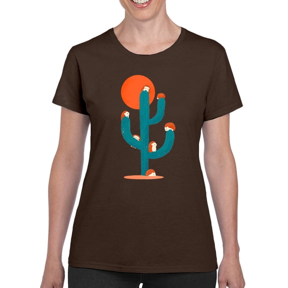 Image Conscious Hedgehogs On A Cactus T-Shirt Womens -Jay Fleck Designs, Female Regular Fit