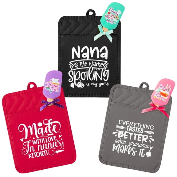 2ooya 3-Piece Cotton Potholder Set for Cooking, Multicolor