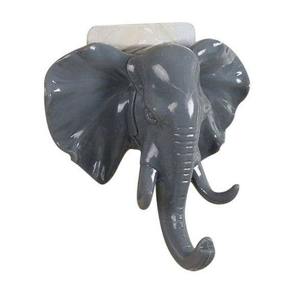 Bouanq Elephant Head Self Adhesive Wall Door Hook Hanger Bag Keys Sticky Holder GY on Clearance