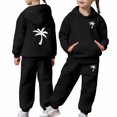 thumbnail image 4 of Glisme Girls Outfits Long Sleeve Round Neck Tracksuit Cartoon Prints Hoodies Pants Classic Little Girls Clothes Black, 4 of 5