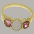 thumbnail image 4 of LBG British Made 18k Yellow Gold Ring with Natural Opal & Pink Tourmaline Womens Engagement Ring - 33 size options - Size 7.25, 4 of 7