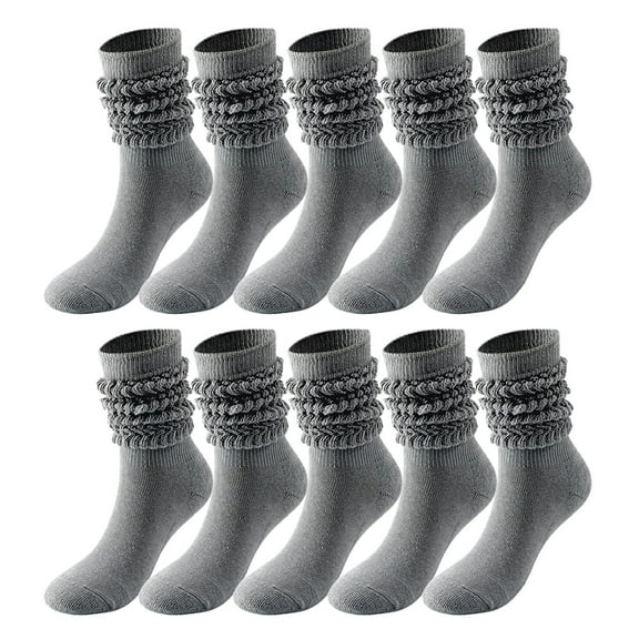 Sales Today Fuzzy Socks Under $8 GIJNRIUIUA Dark Gray Crew Socks Winter 5 Pairs Soild Color Socks Women Thigh High Boot Socks Soft Scrunch Socks Slipper Socks