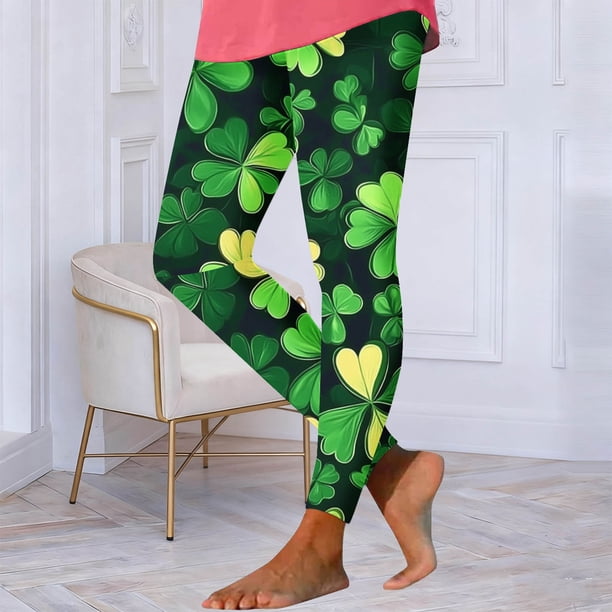TaTaai Women's St. Patrick's Day All Over Print Yoga Pants High Waist Tight Leggings Long Casual Lounge Bottoms Non See Through Compression Fit Gift