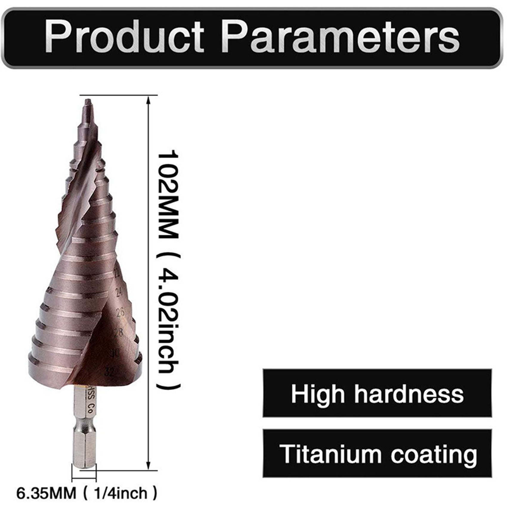 2X M35 HSS Co Step Drill Bit Cobalt Cone Drill Bits 4-32mm Wood Stainless Steel Metal Hole Saw Tool Set Hex,2 * 4-32mm Drilling Bit,Bronze