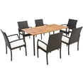 thumbnail image 1 of Gymax 7PCS Wicker Dining Set Cushion Armchairs Acacia Wood Table W/Umbrella Hole Patio, 1 of 6