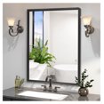 thumbnail image 6 of 36x30 Black Bathroom Mirror, Wall Mounted Rectangle Vanity Mirror, Beveled Edge Modern Metal Framed Mirror for Washroom, Farmhouse Decorative Mirror, 6 of 9