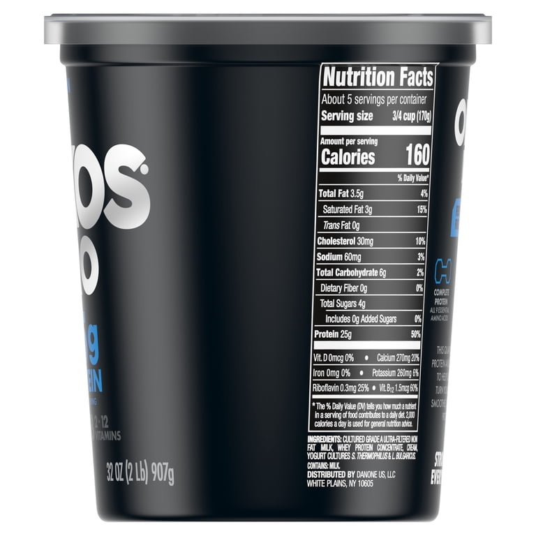 Oikos Protein Yogurt 25g Plain Cultured Dairy, 32 oz High Protein