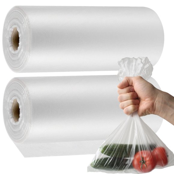ZEONHAK 1000 Count 10 x 14 Inches Plastic Produce Bags, Clear Plastic Produce Bag Roll for Bread, Fruits, Vegetable, Kitchen, 500 Bags x 2 Rolls, BPA