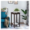 2Tier Tall End Table with Storage Shelf and Solid Wood Legs, Sofa Side