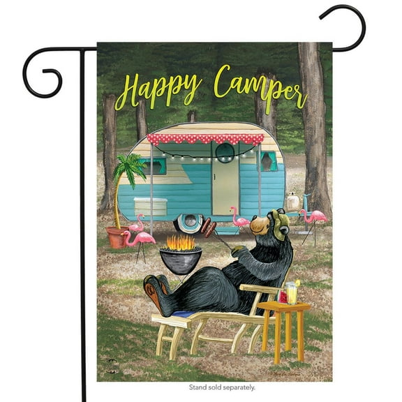 Briarwood Lane Happy Camper Bear Summer Garden Flag