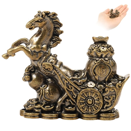 Brass Horse Figurine Realistic Bronze Finish Stallion Statue Vintage Western Farmhouse Desktop Decor Accent Polyresin Artisan Sculpture for Office Study and Coffee Tables（Style D）