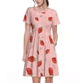 thumbnail image 1 of Bixox Robe d'Été à Manches Courtes pour Femmes Robe Ample Longueur Genou avec Poches-Fraise, 1 of 7