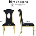 thumbnail image 4 of Unbranded Modern Gorgeous Velvet Dining Chairs with Polished Gold Stainless Steel Legs Black, 4 of 5