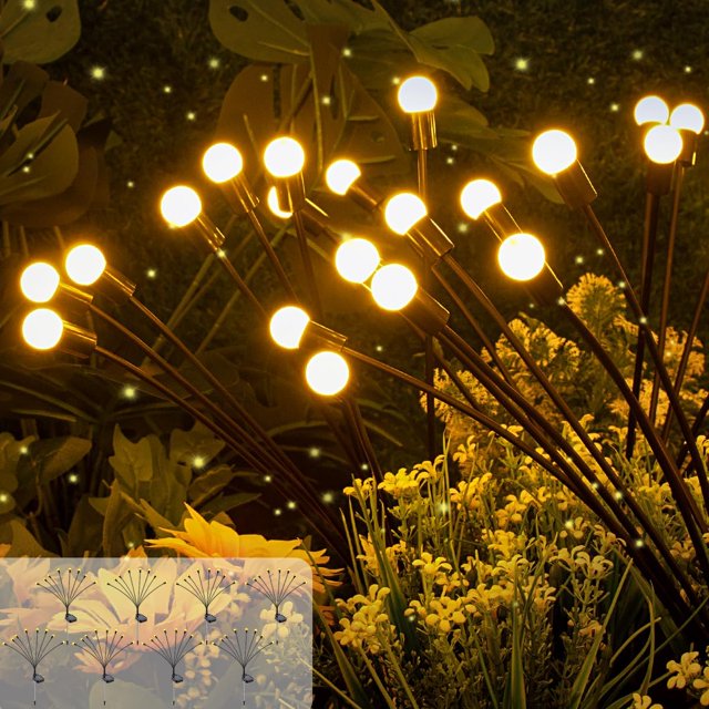 8 piezas de luces solares para exteriores, luces de jardín de luciérnagas, luces solares para exteriores para decoración de jardines, luces solares de jardín de 8 LED, luces oscilantes de cuento