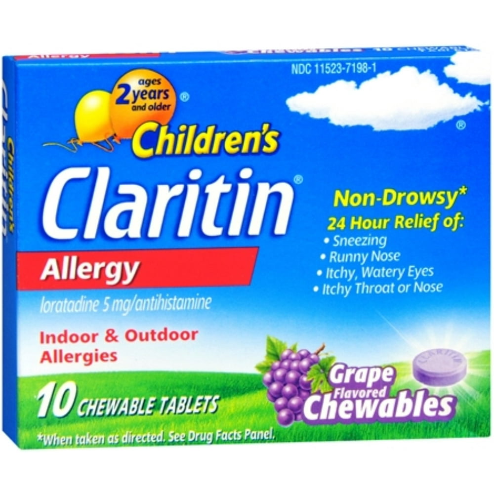 CLARITIN Children's Allergy Chewable Tablets Grape Flavored 10 Tablets