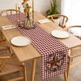 thumbnail image 3 of Star Plaid Table Runner - 120 Inch Long, Kitchen Dining Table Runner Dresser Scarves, Vintage American Country Berry Red Brown Farmhouse Decor for Coffee Tables Wedding Party Banquet, 3 of 8
