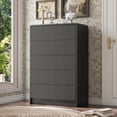 thumbnail image 6 of FURNIWAY Black Curved 5 Drawer Dresser, Wide Modern Long Dresser for Bedroom, Living Room, or Entryway, Push to Open Storage Chest, Minimalist Scandinavian Style, 6 of 8