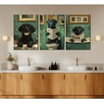 thumbnail image 4 of Funny Bathroom Dog Canvas Wall Art Humor Vintage Black Dog Reading Newspaper on Toilet Animal Painting Pictures Wall Decor Poster Print Artwork for Washroom Restroom Home （Only canvas）, 4 of 6