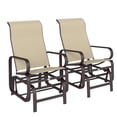thumbnail image 2 of Outsunny Gliding Lounger Chair Set of 2, Outdoor Swinging Chairs with Smooth Rocking Arms and Lightweight Construction for Patio Backyard, Khaki, 2 of 9