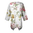 thumbnail image 4 of Hauts pour Femmes 2023 Blouses Basiques T-Shirts Mignons Mode Été Col Rond Manches 3/4 Imprimé Décontracté Sortie Blouses Hauts, 4 of 4