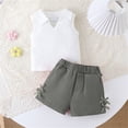 thumbnail image 5 of Amidoa Girls 2 Piece Outfits Summer Clothes Tank Top Solid Color Cute T-Shirt and Shorts Casual Kids Clothing Sets Army Green Size 12, 5 of 9