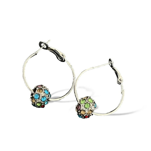 Qarigey 1 par de pendientes de aro con diamantes de imitación estéticos, regalo de joyería Ropa, zapatos y accesorios Miscelánea Abalorio de color plata Qarigey AP009769-03