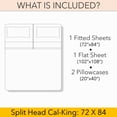 thumbnail image 5 of PRATYUX Split Head Cal-King Sheet Set - 1000-Thread Count 100% Organic Cotton - 4-PC Set - 10" Deep Pockets - 34" Split, White Solid, 5 of 7
