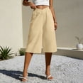 thumbnail image 2 of LAJPXKHY Cotton Linen Capris for Women Summer Lightweight Breathable Casual Loose Elastic High Waist Wide Leg Capri Pants with Pockets, 2 of 6