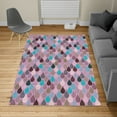 thumbnail image 2 of Geometric Turkish Area Rug, Raindrops Doodle Style Creative Leaf Shaped Colorful Girls Theme, Soft Carpet for Living Room Decor with Distressed Look, 6.6' X 9.6', Seafoam, by Ambesonne, 2 of 4