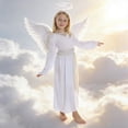 thumbnail image 2 of Huowey Girls Angel Dress Up Set Stain Skill High Waist Mesh Long Sleeve Long Dresses With Wings Fairy Tale Party Gown For Kids Birthday Pageant Wedding Outfits Fashion Streetwear,White,3-4 Years, 2 of 9